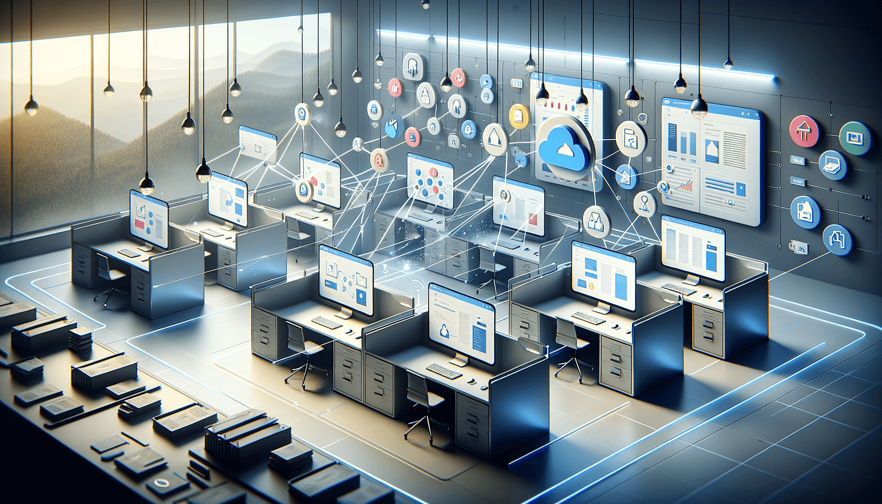 Team members collaborating in real-time on organized documents with synchronized edits and connection indicators